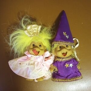 TNT Vintage Troll Dolls. Princess & Wizard w/ Tongues, As-Is